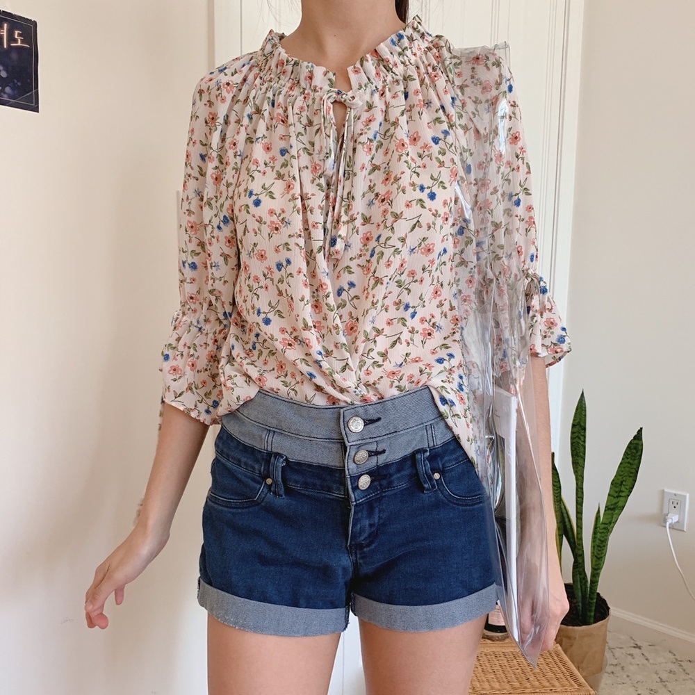 Cute floral chiffon top